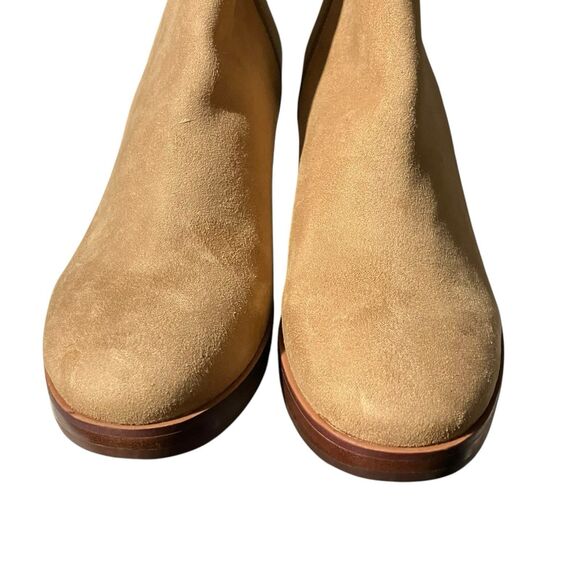 J Crew Suede Block Heel Ankle Booties 7 Tan Brown Platform Boots - Picture 3 of 12